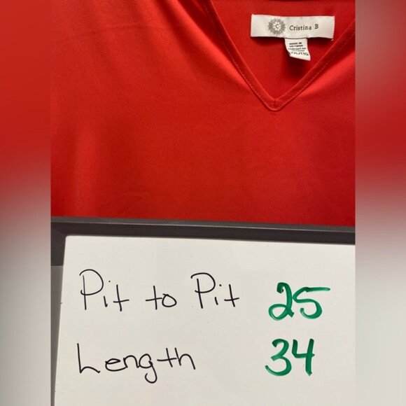 Cristina B Vibrant Coral Layered Top Blouse XXL - Picture 6 of 6